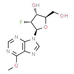 ChemSpider 2D Image | 9-(2-Deoxy-2-fluoro-beta-D-ribofuranosyl)-6-methoxy-9H-purine | C11H13FN4O4
