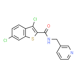 ChemSpider 2D Image | 3,6-Dichloro-N-(3-pyridinylmethyl)-1-benzothiophene-2-carboxamide | C15H10Cl2N2OS