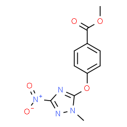 ChemSpider 2D Image | Methyl 4-[(1-methyl-3-nitro-1H-1,2,4-triazol-5-yl)oxy]benzoate | C11H10N4O5