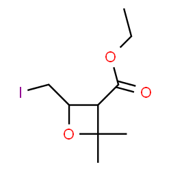 ChemSpider 2D Image | Ethyl 4-(iodomethyl)-2,2-dimethyl-3-oxetanecarboxylate | C9H15IO3