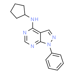 ChemSpider 2D Image | N-Cyclopentyl-1-phenyl-1H-pyrazolo[3,4-d]pyrimidin-4-amine | C16H17N5