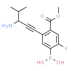 ChemSpider 2D Image | [5-(3-Amino-4-methyl-1-pentyn-1-yl)-2-fluoro-4-(methoxycarbonyl)phenyl]boronic acid | C14H17BFNO4