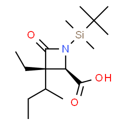 ChemSpider 2D Image | (2R,3S)-3-sec-Butyl-1-[dimethyl(2-methyl-2-propanyl)silyl]-3-ethyl-4-oxo-2-azetidinecarboxylic acid | C16H31NO3Si