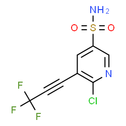 ChemSpider 2D Image | 6-Chloro-5-(3,3,3-trifluoro-1-propyn-1-yl)-3-pyridinesulfonamide | C8H4ClF3N2O2S