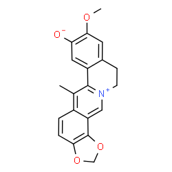 ChemSpider 2D Image | 9-Methoxy-6-methyl-11,12-dihydro[1,3]dioxolo[4,5-h]isoquinolino[2,1-b]isoquinolin-13-ium-8-olate | C20H17NO4