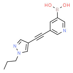 ChemSpider 2D Image | {5-[(1-Propyl-1H-pyrazol-4-yl)ethynyl]-3-pyridinyl}boronic acid | C13H14BN3O2