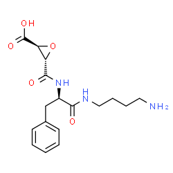 ChemSpider 2D Image | (2S,3S)-3-({(2R)-1-[(4-Aminobutyl)amino]-1-oxo-3-phenyl-2-propanyl}carbamoyl)-2-oxiranecarboxylic acid | C17H23N3O5