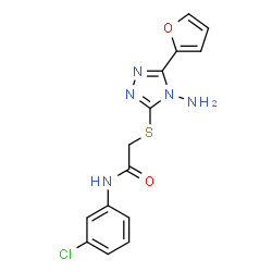 ChemSpider 2D Image | 2-{[4-Amino-5-(2-furyl)-4H-1,2,4-triazol-3-yl]sulfanyl}-N-(3-chlorophenyl)acetamide | C14H12ClN5O2S
