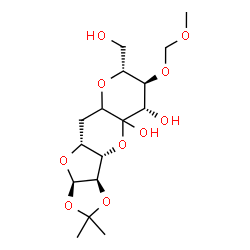 ChemSpider 2D Image | (3aR,4aR,7R,8S,9S,10aS,10bR)-7-(Hydroxymethyl)-8-(methoxymethoxy)-2,2-dimethyloctahydro[1,3]dioxolo[4,5]furo[3,2-b]pyrano[2,3-e]pyran-9,9a(7H)-diol | C16H26O10