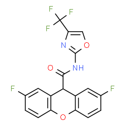 ChemSpider 2D Image | 2,7-Difluoro-N-[4-(trifluoromethyl)-1,3-oxazol-2-yl]-9H-xanthene-9-carboxamide | C18H9F5N2O3