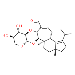 ChemSpider 2D Image | (3bR,6aR,7aR,8S,9R,11aS,12aR,12bR,14aR)-8,9-Dihydroxy-3-isopropyl-12b,14a-dimethyl-1,2,3b,4,6a,7a,9,10,11a,12a,12b,13,14,14a-tetradecahydro-8H-indeno[4',5':6,7]cyclohepta[1,2-b]pyrano[3,2-e][1,4]dioxi
ne-6-carbaldehyde | C25H36O6