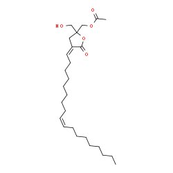 ChemSpider 2D Image | (3Z)-5-[(Acetyloxy)methyl]dihydro-5-(hydroxymethyl)-3-(9Z)-9-octadecen-1-ylidene-2(3H)-furanone | C26H44O5
