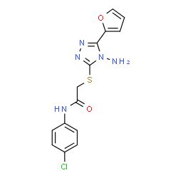 ChemSpider 2D Image | 2-{[4-Amino-5-(2-furyl)-4H-1,2,4-triazol-3-yl]sulfanyl}-N-(4-chlorophenyl)acetamide | C14H12ClN5O2S