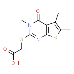 ChemSpider 2D Image | [(3,5,6-Trimethyl-4-oxo-3,4-dihydrothieno[2,3-d]pyrimidin-2-yl)sulfanyl]acetic acid | C11H12N2O3S2