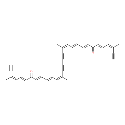 ChemSpider 2D Image | (3Z,5E,8E,10E,12Z,18Z,20E,22E,25E,27Z)-3,13,18,28-Tetramethyl-3,5,8,10,12,18,20,22,25,27-triacontadecaene-1,14,16,29-tetrayne-7,24-dione | C34H30O2