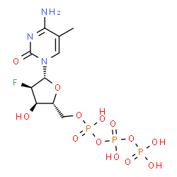 ChemSpider 2D Image | 2'-Deoxy-2'-fluoro-5-methylcytidine 5'-(tetrahydrogen triphosphate) | C10H17FN3O13P3