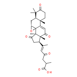 ChemSpider 2D Image | (7alpha,8alpha,20E)-3,12,15,23-Tetraoxo-7,8-epoxylanosta-9(11),20(22)-dien-26-oic acid | C30H38O7