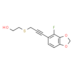 ChemSpider 2D Image | 2-{[3-(4-Fluoro-1,3-benzodioxol-5-yl)-2-propyn-1-yl]sulfanyl}ethanol | C12H11FO3S