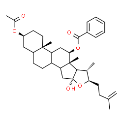ChemSpider 2D Image | (3beta,8xi,9xi,12beta,14xi,17xi,22R)-3-Acetoxy-16-hydroxyfurost-25-en-12-yl benzoate | C36H50O6