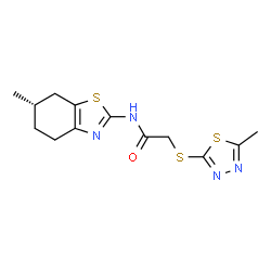 ChemSpider 2D Image | N-[(6S)-6-Methyl-4,5,6,7-tetrahydro-1,3-benzothiazol-2-yl]-2-[(5-methyl-1,3,4-thiadiazol-2-yl)sulfanyl]acetamide | C13H16N4OS3