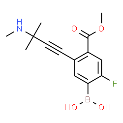 ChemSpider 2D Image | {2-Fluoro-4-(methoxycarbonyl)-5-[3-methyl-3-(methylamino)-1-butyn-1-yl]phenyl}boronic acid | C14H17BFNO4