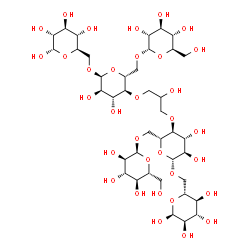 ChemSpider 2D Image | (2S,3R,4S,5S,6R)-6-[[(2R,3R,4R,5S,6R)-5-[3-[(2R,3S,4R,5R,6S)-4,5-dihydroxy-6-[[(2R,3S,4S,5R,6S)-3,4,5,6-tetrahydroxytetrahydropyran-2-yl]methoxy]-2-[[(2S,3R,4S,5S,6R)-3,4,5-trihydroxy-6-(hydroxymethyl)tetrahydropyran-2-yl]oxymethyl]tetrahydropyran-3-yl]oxy-2-hydroxy-propoxy]-3,4-dihydroxy-6-[[(2S,3R,4S,5S,6R)-3,4,5-trihydroxy-6-(hydroxymethyl)tetrahydropyran-2-yl]oxymethyl]tetrahydropyran-2-yl]oxymethyl]tetrahydropyran-2,3,4,5-tetrol | C39H68O33