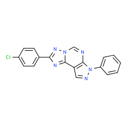 ChemSpider 2D Image | 2-(4-Chlorophenyl)-7-phenyl-7H-pyrazolo[4,3-e][1,2,4]triazolo[1,5-c]pyrimidine | C18H11ClN6