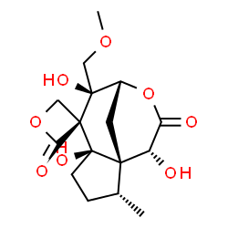 ChemSpider 2D Image | (1S,2R,5R,6R,7S,8R,11R)-5,7,11-Trihydroxy-7-(methoxymethyl)-2-methyl-10H-spiro[9-oxatricyclo[6.3.1.0~1,5~]dodecane-6,3'-oxetane]-2',10-dione | C16H22O8
