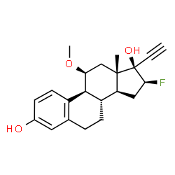 ChemSpider 2D Image | (11beta,16beta,17alpha)-16-Fluoro-11-methoxy-19-norpregna-1,3,5(10)-trien-20-yne-3,17-diol | C21H25FO3