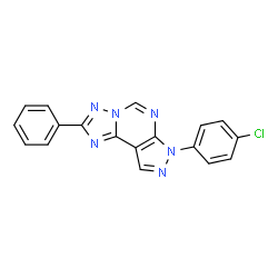 ChemSpider 2D Image | 7-(4-Chlorophenyl)-2-phenyl-7H-pyrazolo[4,3-e][1,2,4]triazolo[1,5-c]pyrimidine | C18H11ClN6
