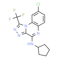 ChemSpider 2D Image | 8-Chloro-N-cyclopentyl-1-(trifluoromethyl)[1,2,4]triazolo[4,3-a]quinoxalin-4-amine | C15H13ClF3N5