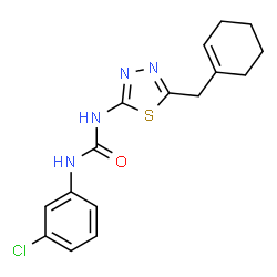 ChemSpider 2D Image | 1-(3-Chlorophenyl)-3-[5-(1-cyclohexen-1-ylmethyl)-1,3,4-thiadiazol-2-yl]urea | C16H17ClN4OS