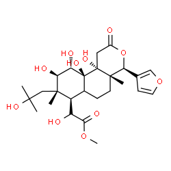 ChemSpider 2D Image | Methyl (2S)-[(4S,4aS,7R,8S,9R,10S,10aS,10bR)-4-(3-furyl)-9,10,10a,10b-tetrahydroxy-8-(2-hydroxy-2-methylpropyl)-4a,8-dimethyl-2-oxododecahydro-2H-benzo[f]isochromen-7-yl](hydroxy)acetate | C26H38O11