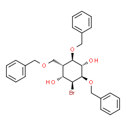 ChemSpider 2D Image | (1S,2R,3S,4R,5S,6R)-2,6-Bis(benzyloxy)-3-[(benzyloxy)methyl]-5-bromo-1,4-cyclohexanediol | C28H31BrO5