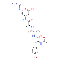 ChemSpider 2D Image | N-Acetyl-L-tyrosyl-L-valyl-N-[(1E,2S)-1-(carbamoylhydrazono)-3-carboxy-2-propanyl]-L-alaninamide | C24H35N7O8