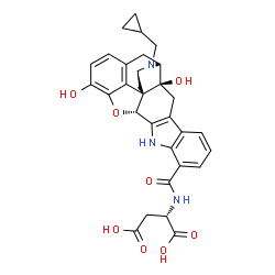 ChemSpider 2D Image | N-{[(1S,2S,13R,21R)-22-(Cyclopropylmethyl)-2,16-dihydroxy-14-oxa-11,22-diazaheptacyclo[13.9.1.0~1,13~.0~2,21~.0~4,12~.0~5,10~.0~19,25~]pentacosa-4(12),5,7,9,15(25),16,18-heptaen-9-yl]carbonyl}-L-aspar
tic acid | C31H31N3O8