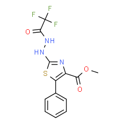ChemSpider 2D Image | Methyl 5-phenyl-2-[2-(trifluoroacetyl)hydrazino]-1,3-thiazole-4-carboxylate | C13H10F3N3O3S