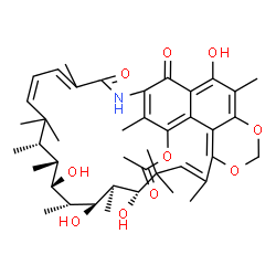 ChemSpider 2D Image | (12S,13R,14R,15R,16S,17S,18R)-14,16,18,28-Tetrahydroxy-3,7,11,11,12,13,15,17,19,19,21,27-dodecamethyl-6,31-dioxo-23,25-dioxa-5-azatetracyclo[20.7.1.1~4,29~.0~26,30~]hentriaconta-1,3,7,9,20,22(30),26,2
8-octaen-2-yl acetate | C42H57NO10