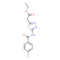 ChemSpider 2D Image | Ethyl {5-[(4-fluorobenzoyl)amino]-1,3,4-thiadiazol-2-yl}acetate | C13H12FN3O3S