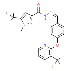 ChemSpider 2D Image | 1-Methyl-5-(trifluoromethyl)-N'-[(Z)-(4-{[3-(trifluoromethyl)-2-pyridinyl]oxy}phenyl)methylene]-1H-pyrazole-3-carbohydrazide | C19H13F6N5O2