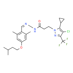 ChemSpider 2D Image | 3-[4-Chloro-5-cyclopropyl-3-(trifluoromethyl)-1H-pyrazol-1-yl]-N'-{(Z)-[2,6-dimethyl-4-(3-methylbutoxy)phenyl]methylene}propanehydrazide | C24H30ClF3N4O2