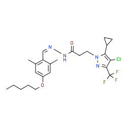 ChemSpider 2D Image | 3-[4-Chloro-5-cyclopropyl-3-(trifluoromethyl)-1H-pyrazol-1-yl]-N'-{(Z)-[2,6-dimethyl-4-(pentyloxy)phenyl]methylene}propanehydrazide | C24H30ClF3N4O2
