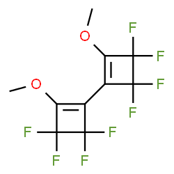 ChemSpider 2D Image | 3,3,3',3',4,4,4',4'-Octafluoro-2,2'-dimethoxy-1,1'-bi(1-cyclobuten-1-yl) | C10H6F8O2