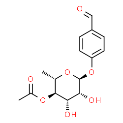 ChemSpider 2D Image | 4-Formylphenyl 4-O-acetyl-6-deoxy-alpha-L-mannopyranoside | C15H18O7