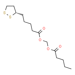 ChemSpider 2D Image | (Pentanoyloxy)methyl 5-[(3S)-1,2-dithiolan-3-yl]pentanoate | C14H24O4S2