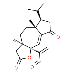 ChemSpider 2D Image | 2-[(3aR,5aR,6R,9aR)-6-Isopropyl-3a,5a-dimethyl-2,8-dioxo-3,3a,4,5,5a,6,7,8-octahydroazuleno[5,6-b]furan-9a(2H)-yl]acrylaldehyde | C20H26O4