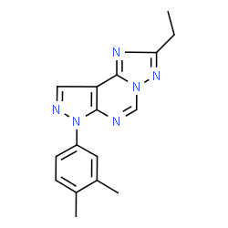 ChemSpider 2D Image | 7-(3,4-Dimethylphenyl)-2-ethyl-7H-pyrazolo[4,3-e][1,2,4]triazolo[1,5-c]pyrimidine | C16H16N6