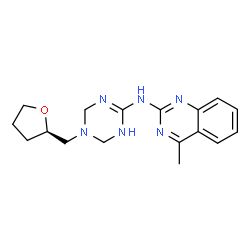 ChemSpider 2D Image | 4-Methyl-N-{5-[(2R)-tetrahydro-2-furanylmethyl]-1,4,5,6-tetrahydro-1,3,5-triazin-2-yl}-2-quinazolinamine | C17H22N6O