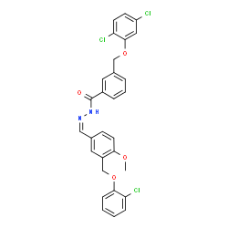 ChemSpider 2D Image | N'-[(Z)-{3-[(2-Chlorophenoxy)methyl]-4-methoxyphenyl}methylene]-3-[(2,5-dichlorophenoxy)methyl]benzohydrazide | C29H23Cl3N2O4