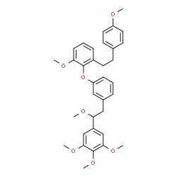ChemSpider 2D Image | 1,2,3-Trimethoxy-5-[1-methoxy-2-(3-{2-methoxy-6-[2-(4-methoxyphenyl)ethyl]phenoxy}phenyl)ethyl]benzene | C34H38O7